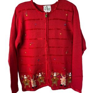 Sparkling Storybook Knits NWT Limited Edition Holiday L/S Cardigan Size Large
